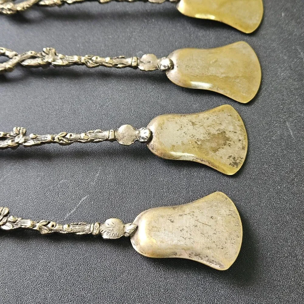 Set of 4 Vintage Italian Cherub Shovel Spoons Brass Toned Putti Angel Italy
